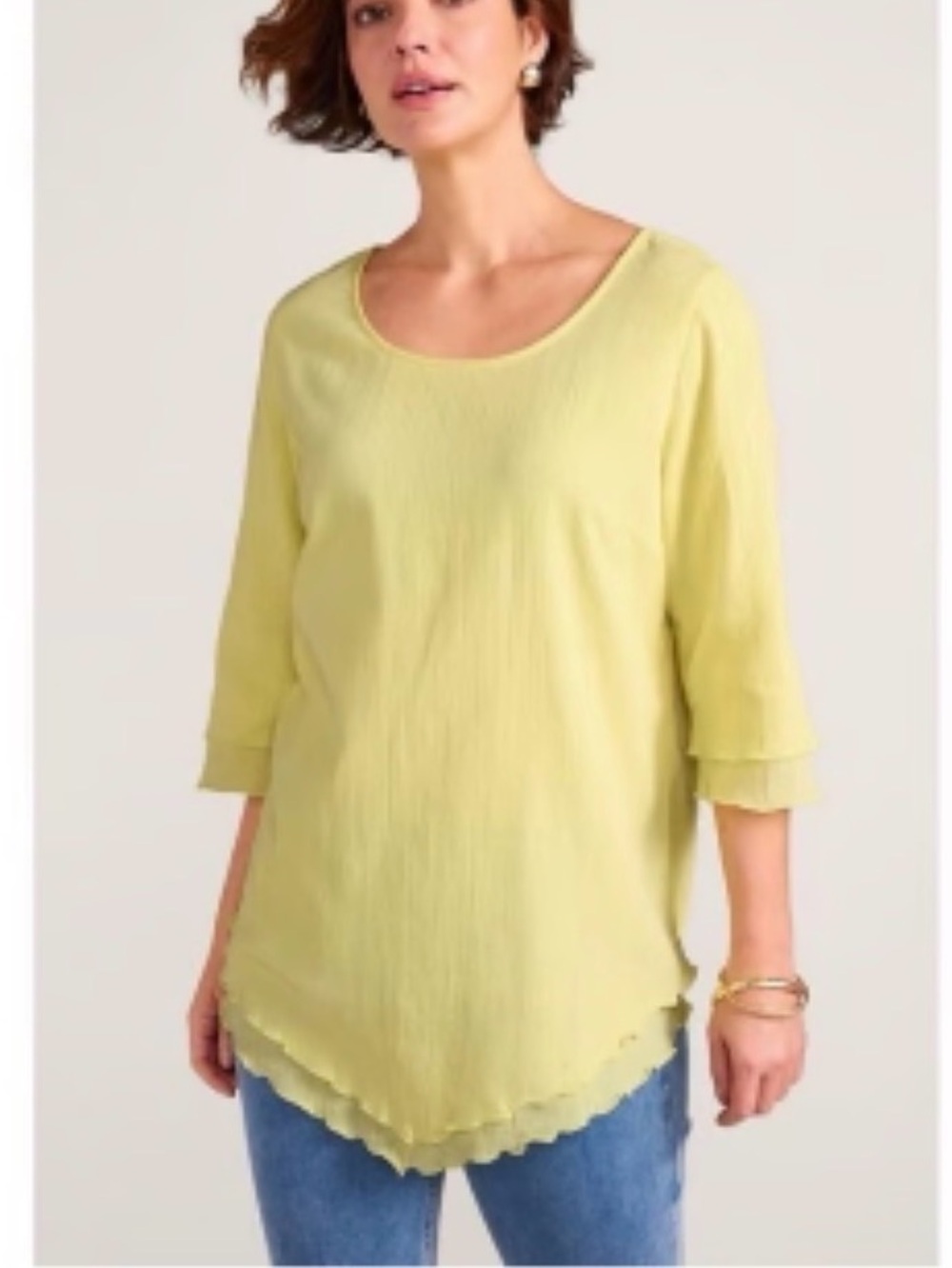 Soft Surroundings Siesta Key Tunic in butter yellow size M 109% cotton gauze, so